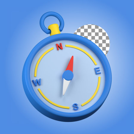 compass in 3d illustration of travel and vacation theme