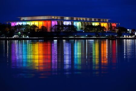 Kennedy Center With Rainbow Colors Dark Blue Hourの写真素材