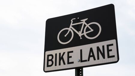 Bike Lane Sign in Washington DCの写真素材