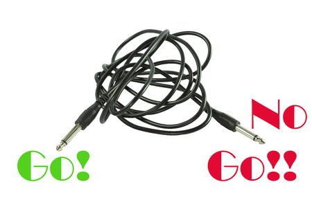 jack guitar complicate choice go or no go with isolate backgroundの写真素材