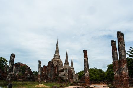 Wat Phra Si Sanphet Temple ancient at ayuthaya inthailandの写真素材