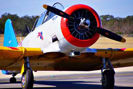 Colorful airplane on runwayのeditorial素材