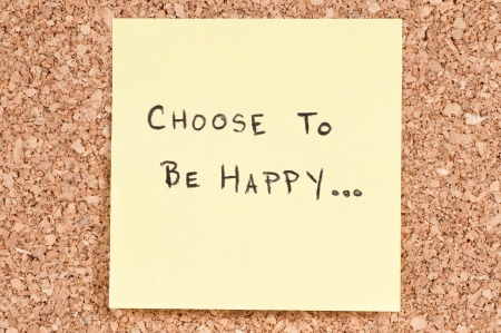 Choose To be Happy, handwritten on a sticky note の写真素材