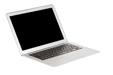 Modern laptop on white backgroundの写真素材