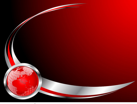 A red business card, brochure cover or presentation background template with a red globeのイラスト素材