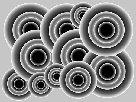 An abstract retro background with black and white circles on a grey baseのイラスト素材