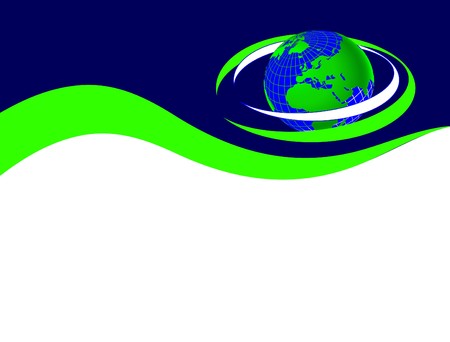 Blue and Green Business Card Template with a world globeのイラスト素材