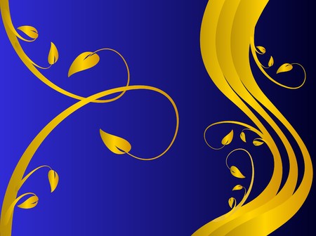 A formal floral background with a gold formal floral design on a darker blue background. Room for textのイラスト素材