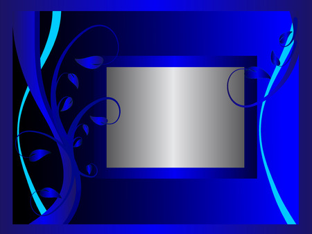 A blue formal floral background   with a frame for text . のイラスト素材