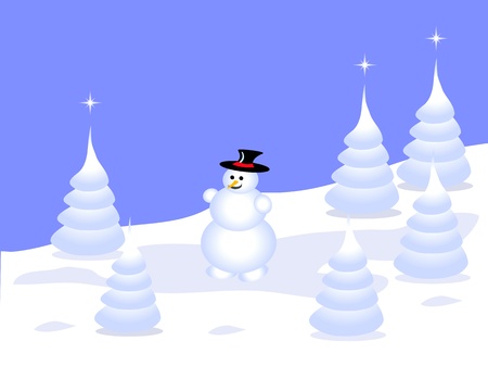 Abstract grunge winter background scene with  snowy christmas trees on a hilly landscape.のイラスト素材