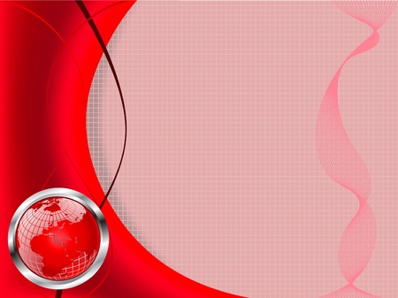 Red business card or presentation template with a world globeのイラスト素材