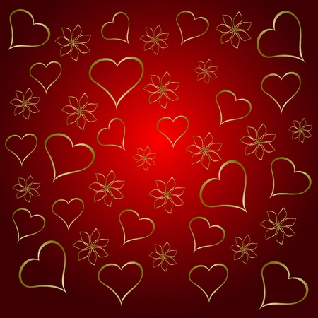 A gold hearts valentines day background which can be tiledのイラスト素材