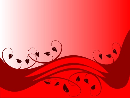 A red floral background with dark crimson leaves on a pink graduated backgroundのイラスト素材