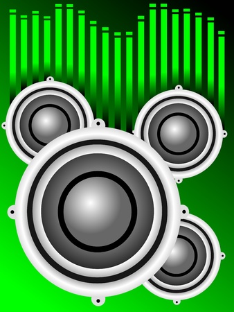 A musical vector background in shades of green with dancers graphic equalizer bars and room for textのイラスト素材