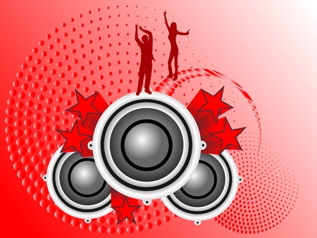 A musical vector background in shades of redのイラスト素材