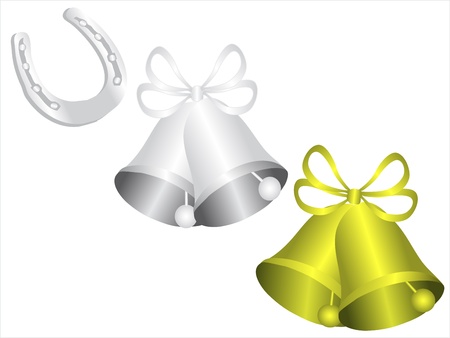 A set of bells and Horseshoe symbols cand be used for wedding or christmas celebrationsのイラスト素材