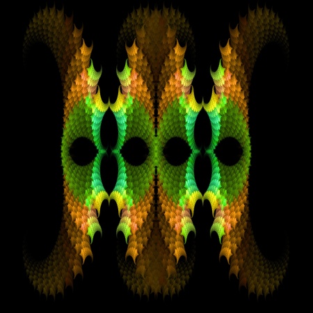 Abstract  green and yellow symmetrical fractal background