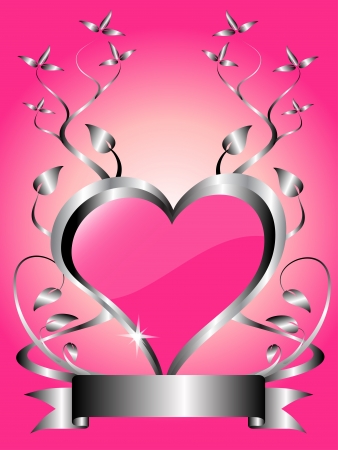 A vector valentines background  a large central hearts on a pink backgroundのイラスト素材