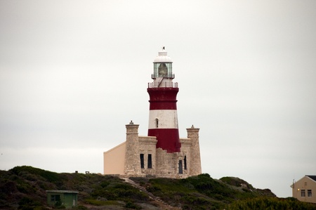 Red lighthouse at Cape Aghulasの写真素材
