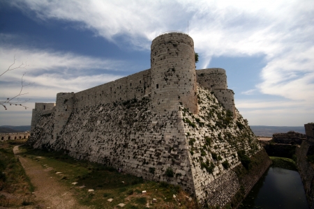 Syria  Crac des Chevaliers  Qal at Al Hosn  - the most famous medieval Crusader fortress in the world - general viewの写真素材