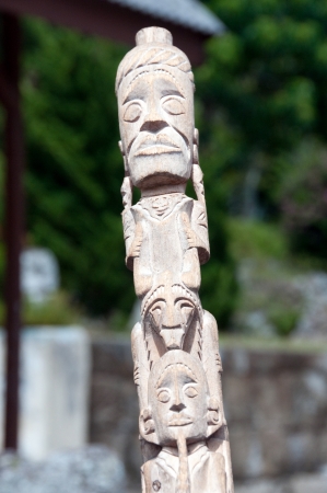 Indonesia, North Sumatra, Batak carving totem on the Samosir islandの写真素材