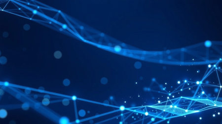 Abstract polygonal space low poly dark background with connecting dots and lines. Connection...