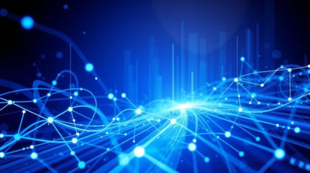 3d rendering of abstract technology digital background with connection lines and dotsの写真素材