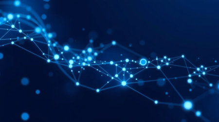 Abstract blue background with connecting dots and lines. Network connection structure. 3d rendering