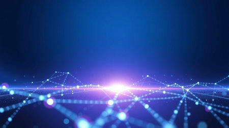 Abstract technology background. Network connection structure with dots and lines. Big data...