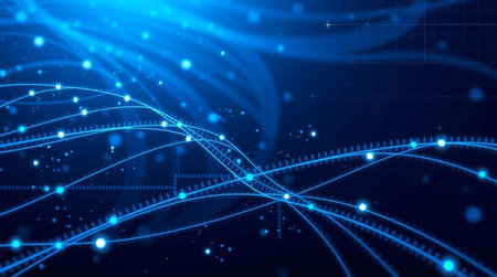 abstract technology background with glowing lines and dots. 3d rendering