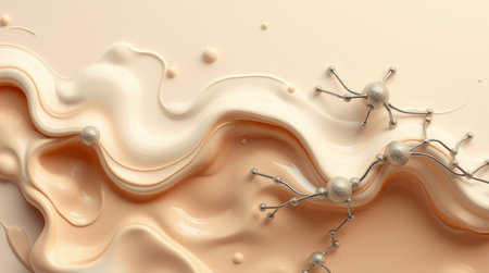 3d render of sperm and egg on milk background. spermatozoon