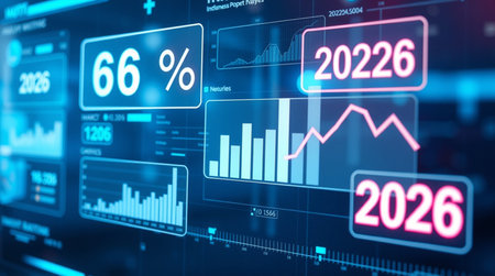 Futuristic glowing business interface with numbers and charts 3D rendering