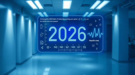Futuristic interface with numbers on blue background. 3D rendering