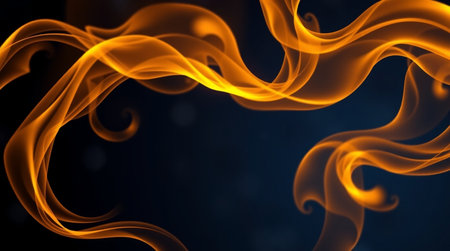 Orange fire flames on dark background. Abstract background for your design.の写真素材