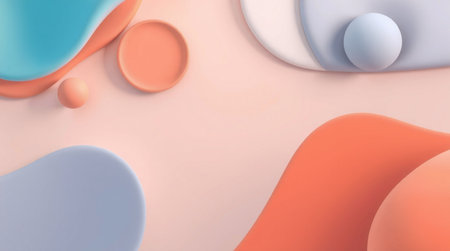 3d rendering of abstract fluid shapes in pastel colors. Creative background design for banner or...