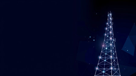Abstract polygonal geometric tree on a dark blue background. Vector illustration