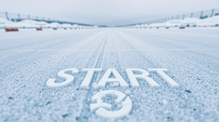 Start word on the road in winter time. Conceptual image.の写真素材