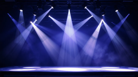 Stage Spotlight with Laser rays and smoke, Stage lights background, Stage Spotlight with Laser rays