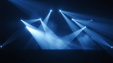 Stage Spotlight with Laser rays and smoke, Stage Spotlight on the Stage, Stage Background
