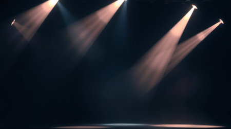 Stage Spotlight with Scene on Stage Background. Light Effects. Vector illustration.