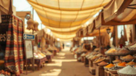 Blurred view of outdoor flea market in Hurghada, Egyptの写真素材