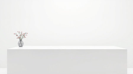 3d rendering of a white shelf on a white wall background.の写真素材