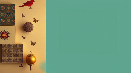 3d illustration of christmas or new year decoration background with copy space