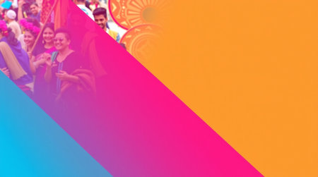Colorful abstract background with Indian people celebrating Holi festival in India