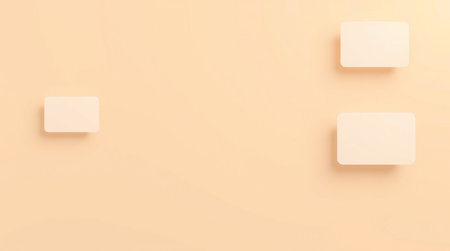 Top view of wooden cubes with copy space on beige background.の写真素材