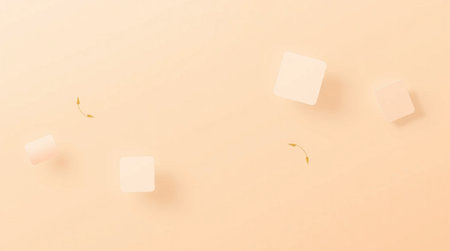 Cubes of sugar on a pastel background. Flat lay, top view.