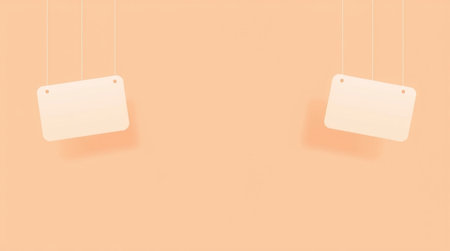 Blank hanging signboard on orange wall. 3d rendering.