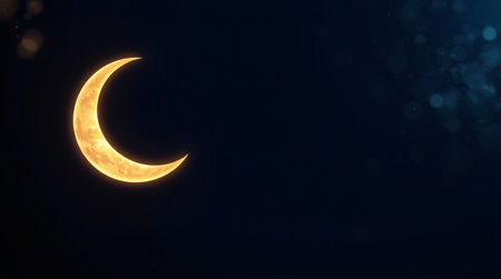 3d rendering of a crescent moon on a dark background.の写真素材