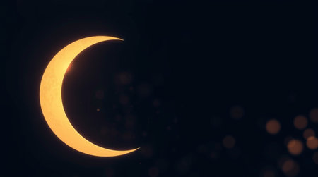 Partial Solar Eclipse of the Sun on a Black Background. 3D Renderの写真素材