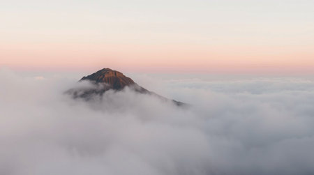 Mt. Bromo, Java, Indonesia. Beautiful sunrise over the clouds.の写真素材